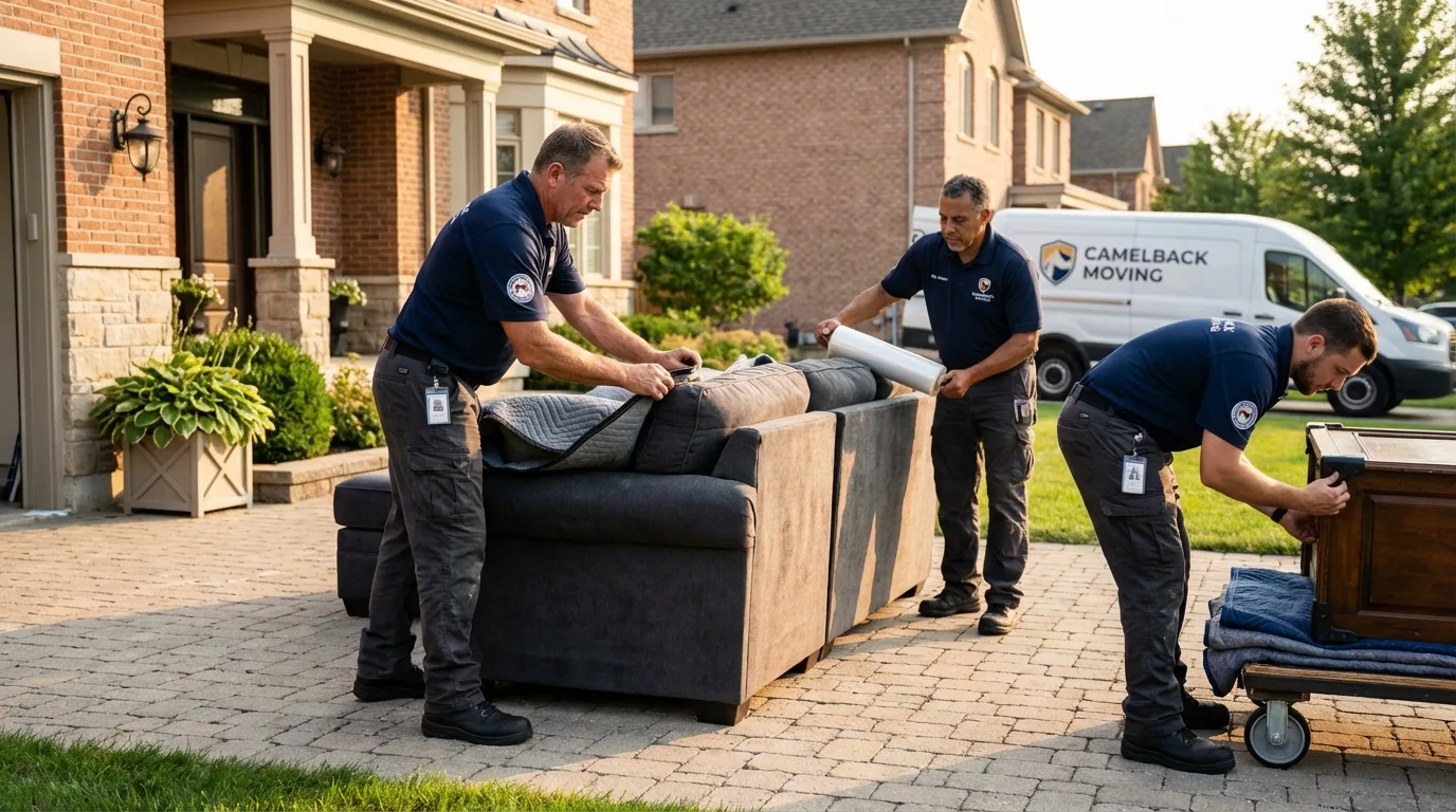 Large estate moving crew wrapping furniture in Newport, NC