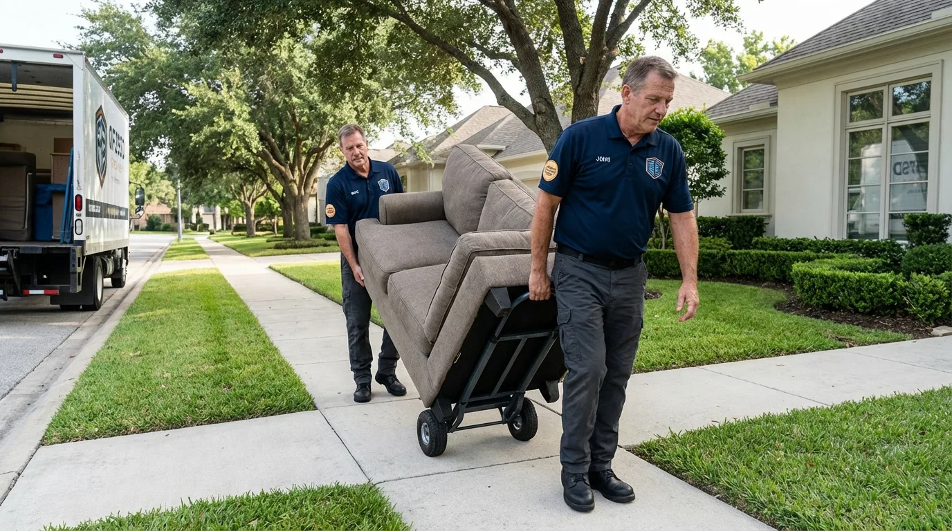 Local residential moving crew loading furniture in Newport, NC